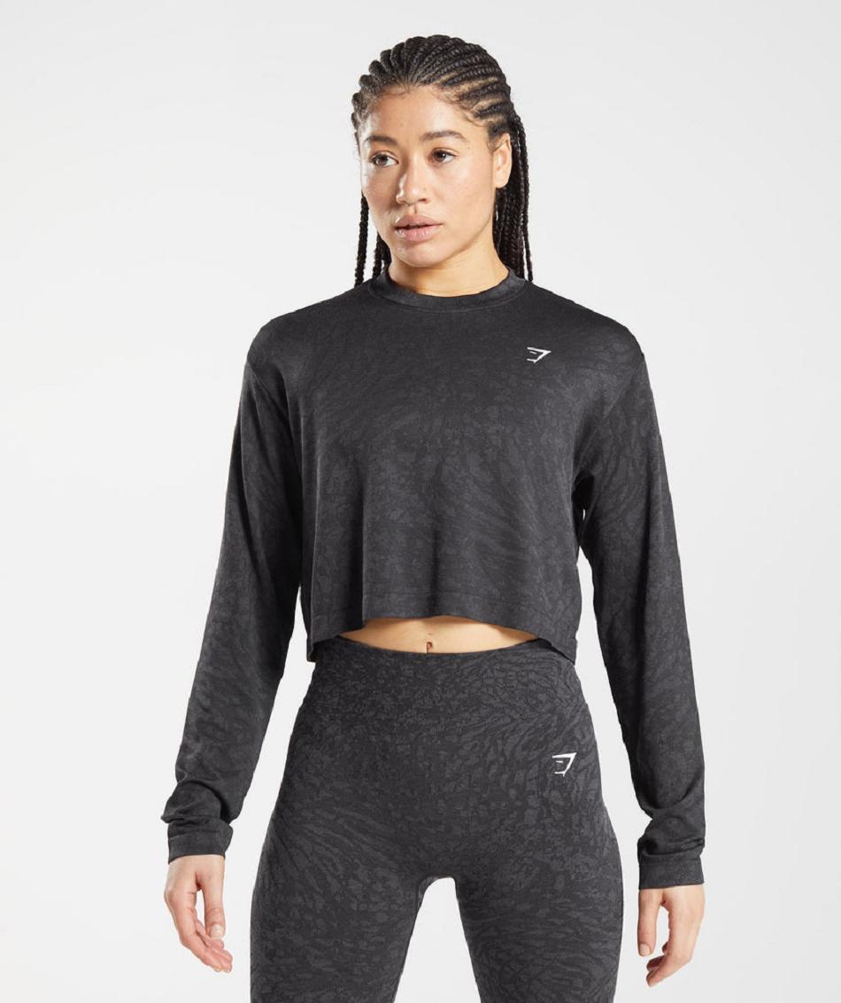 Long Sleeve Gymshark Adapt Animal Seamless Mujer Negras | CO 2292ZUT